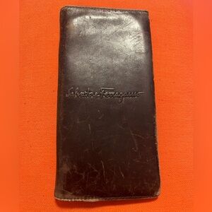 Salvatore Ferragamo Dark Brown Leather Card Holder Wallet